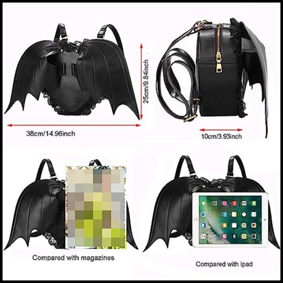 Gothic Lace Bat Wing Backpack Daypack Punk Lolita Style Adjustable Strap